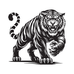 Angry tiger silhouette for powerful digital designs - Angry tiger black vector  © Vectorhub
