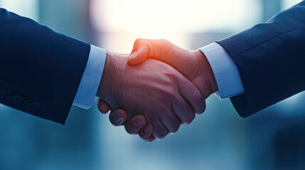 Business deal negotiation partnership concept with handshake in professional environment
