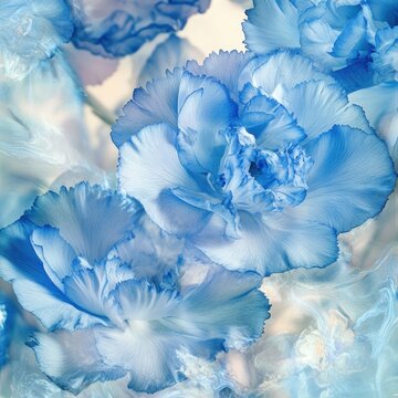 Fototapeta Close-up of delicate light blue carnations.
