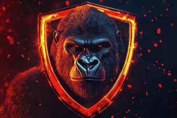 Gorilla with glowing shield