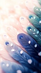Colorful stylized feathers arranged in an artistic pattern.
