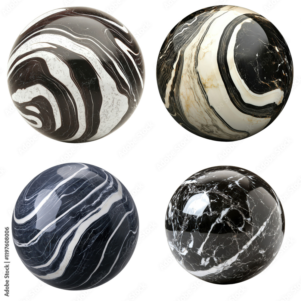 Poster colorful marble balls with various patterns arranged on a textured surface for artistic display on w