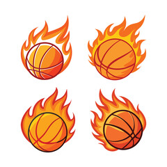 set of fire basketball vector, vector and illustration, vector style