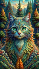 Mystical Cat in an Enchanted Forest 