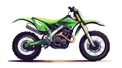 Obraz premium Green motocross dirt bike isolated on white background.