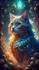 Mystical Cat in an Enchanted Forest 