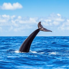 Majestic Whale Tail Breaking Ocean Surface