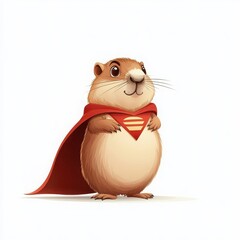 Naklejka premium Cute superhero animal character, vibrant and playful, white isolated background.