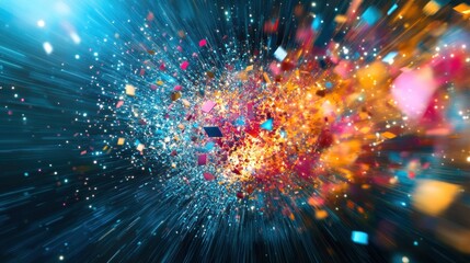 Fototapeta premium Abstract Colorful Explosion: A Burst of Vivid Hues and Dynamic Energy