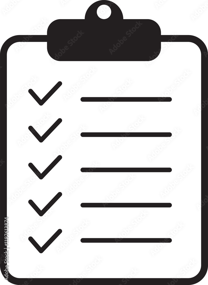 Fototapete checklist clipboard: task management graphic, to-do list icon: task completion symbol, document with