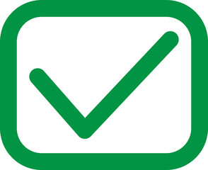Simple green check mark, isolated tick symbols, checklist signs, and approval badge. Flat and...