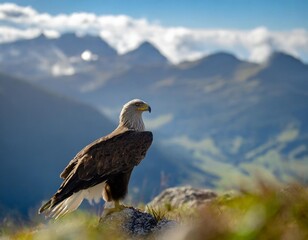 A Peaceful Moment on the Mountain as an Eagle Greets the Midday Sun