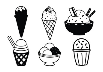 Ice Cream Line Art Icons | Hand-Drawn Vector Illustrations