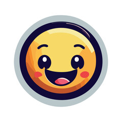 Cute Smiling Emoji Icon – Cartoon Style Happy Face Illustration