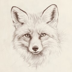 Naklejka premium Penciled Portrait of a Red Fox, Majestic and Calm