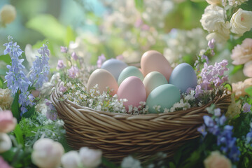 easter eggs in a basket