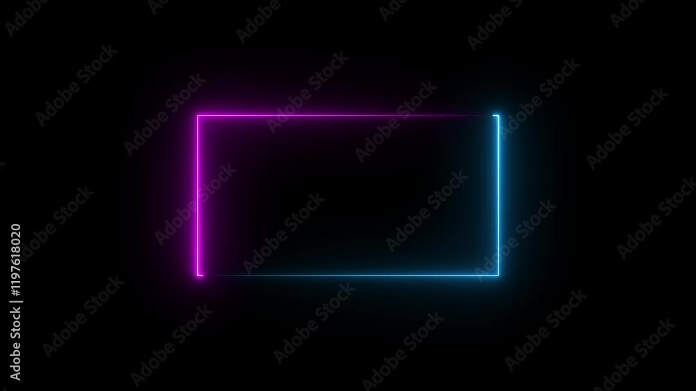Poster glowing line frame web neon box pattern rectangle border frame in the shape rectangle glowing and fu