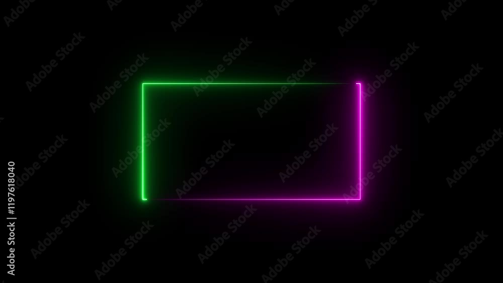 Poster glowing line frame web neon box pattern rectangle border frame in the shape rectangle glowing and fu