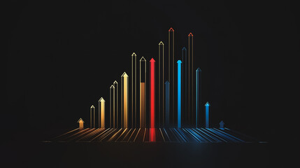 Obraz premium Abstract black background with Colorful charts and graphs with statistics to innovative analyze business potential and forecast future development of companies growth.