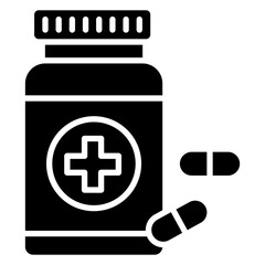 Pill Bottle  Icon Element For Design