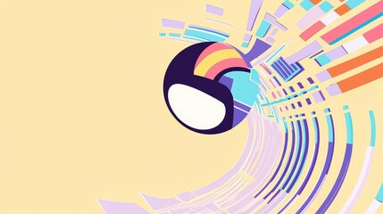 Obraz premium overlay and illusion concept. Abstract colorful design featuring a sphere and dynamic lines on a light background.