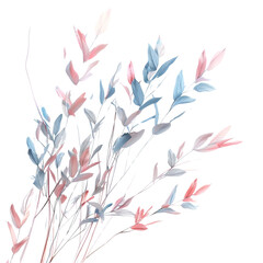 Delicate pastel pink and blue leaves floral arrangement botanical design element nature background