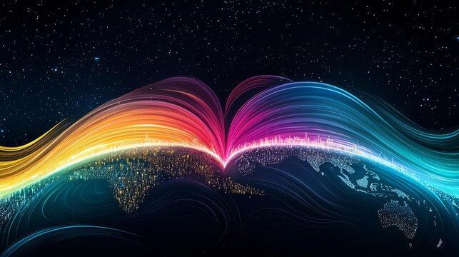Colorful abstract design symbolizing global connection and unity.