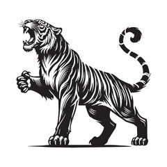 Majestic roaring tiger silhouette for unique creative projects - Roaring tiger illustration - minimallest roaring tiger vector
