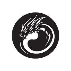 Stylized black and white dragon logo, symbolizing strength and elegance.