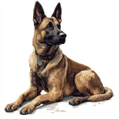 Obraz premium Belgian Malinois dog illustration, showcasing its alert expression and sleek fur
