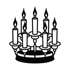 Vector silhouette of multiple candles in a happy valentine's day arrangement