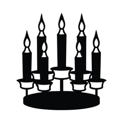 Vector silhouette of multiple candles in a happy valentine's day arrangement