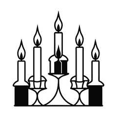 Vector silhouette of multiple candles in a happy valentine's day arrangement