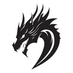Artistic black dragon silhouette with intricate details and fierce expression.