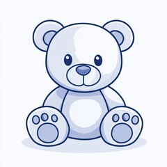 Fototapeta premium White teddy bear sitting, isolated on a white background, cute design, for children books
