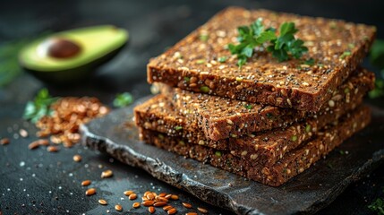 Nourishing whole grain bread with fresh avocado and mixed greens for healthy vegetarian meals