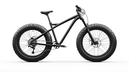 Fototapeta premium Black fat tire bike isolated on white background.