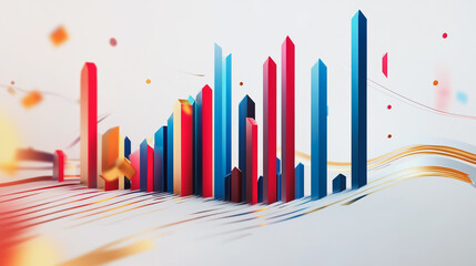 Obraz premium Abstract white background with Colorful charts and graphs with statistics to innovative analyze business potential and forecast future development of companies growth.