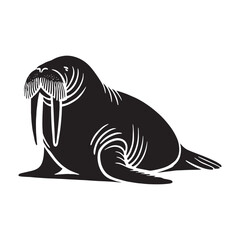 Detailed walrus silhouette for versatile design projects - Walrus illustration - minimallest walrus vector
