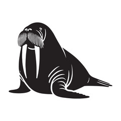 Simplified walrus silhouette for innovative creative projects - Walrus illustration - minimallest walrus vector
