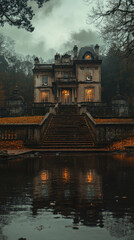 Fototapeta premium Dramatic Imagery Of A Peaceful Garden During Ramadan Featuring Crescent Moons For A Beautiful Smartphone Wallpaper