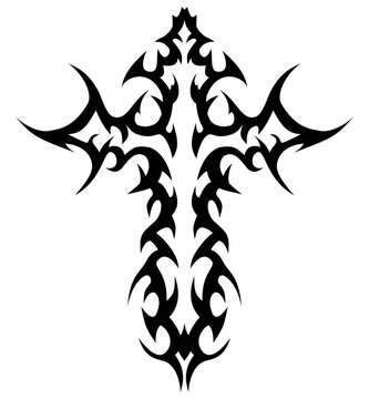 Cross neo tribal tattoo design, gothic cross style tattoo design, 