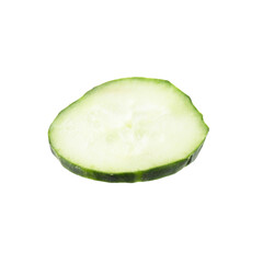 Slice of ripe cucumber isolated on white