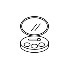 Cosmetic powder with mirror icon in liner stroke style