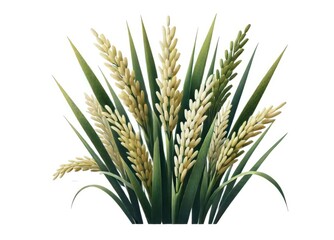 Fototapeta premium Lush Green Wheat Bundle Ripe Grain Stalks Harvest Abundance Agricultural Illustration
