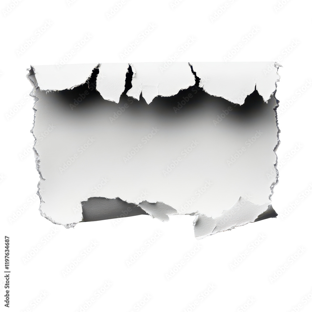 Poster abstract torn paper on a transparent background creating a unique artistic texture and visual intere
