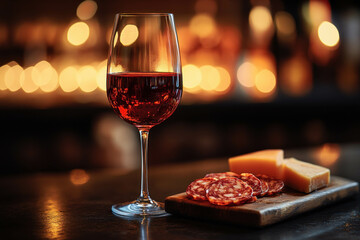 Naklejka premium Wine And Cheese Silhouette