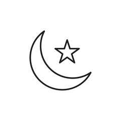 Islam star and crescent icon in liner stroke style