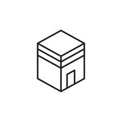 Kaaba icon in liner stroke style
