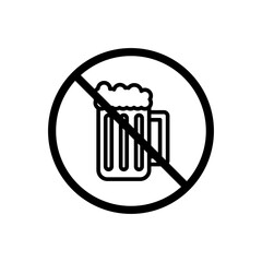 No alcohol sign vector in black colors